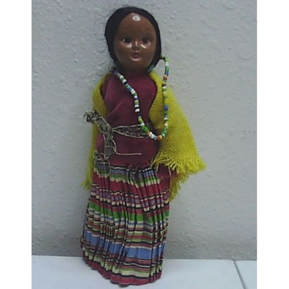Vintage American Indian Girl Native Doll with Blanket Sleepy Eyes Skookum Style